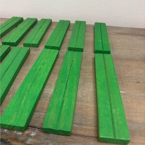Vintage Lot of 12 Lincoln Logs Green Groove Flat Slats Roof Pieces 5.75"